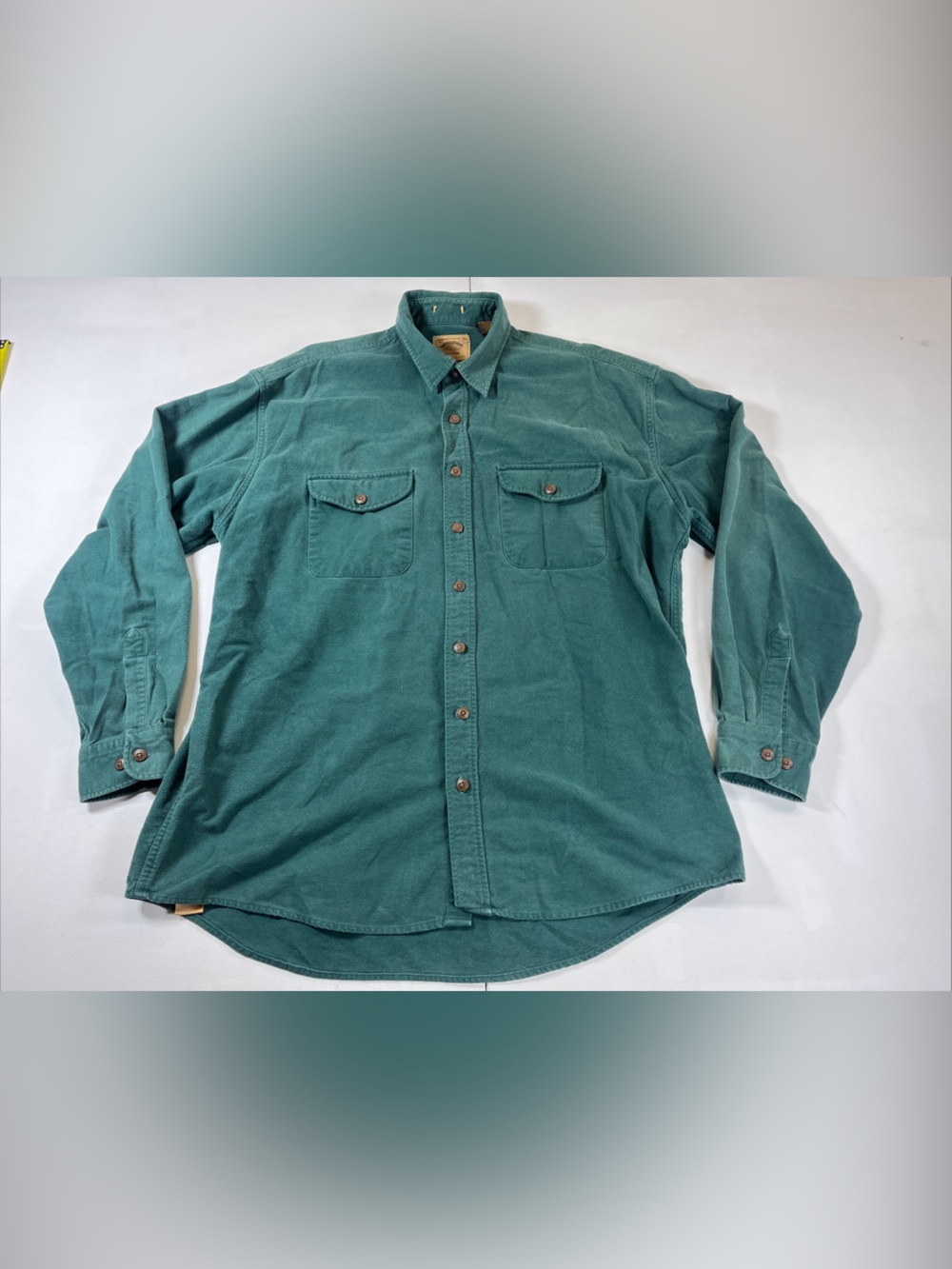 Vintage St Johns Bay Heavyweight Flannel Mens XL Tall Green Button Up Pockets